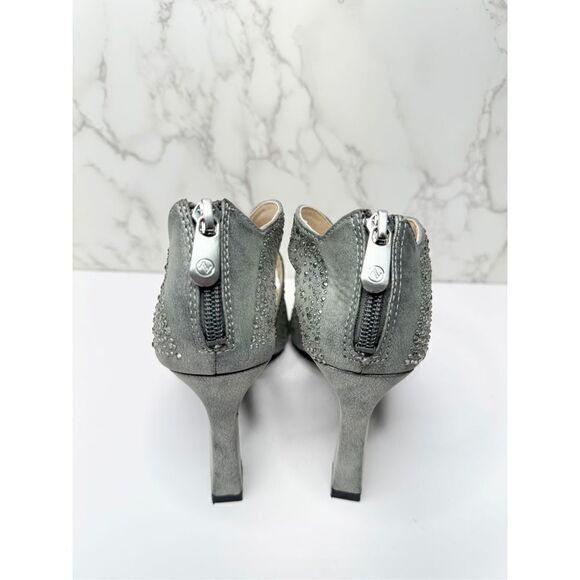 Adrienne Vittadini Sandals Womens Size 6 Gray Beaded Open Toe High Heel - Picture 7 of 10